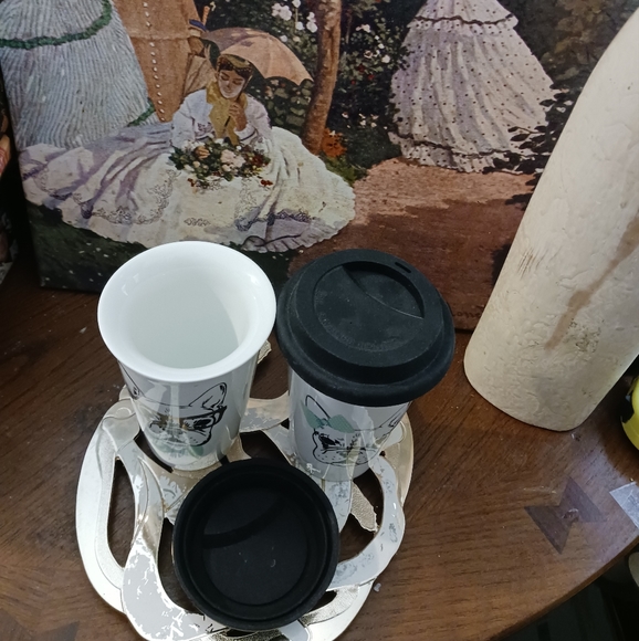 🥤🍵 2 Boston Terrier Ceramic Cup🥤🏕 Size 6"×3.75",Bow Coffee☕️Travel Cups. - Picture 11 of 12